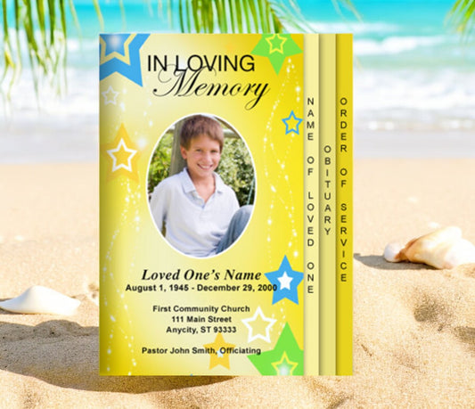 Starry 8-Sided Graduated Funeral Program Template