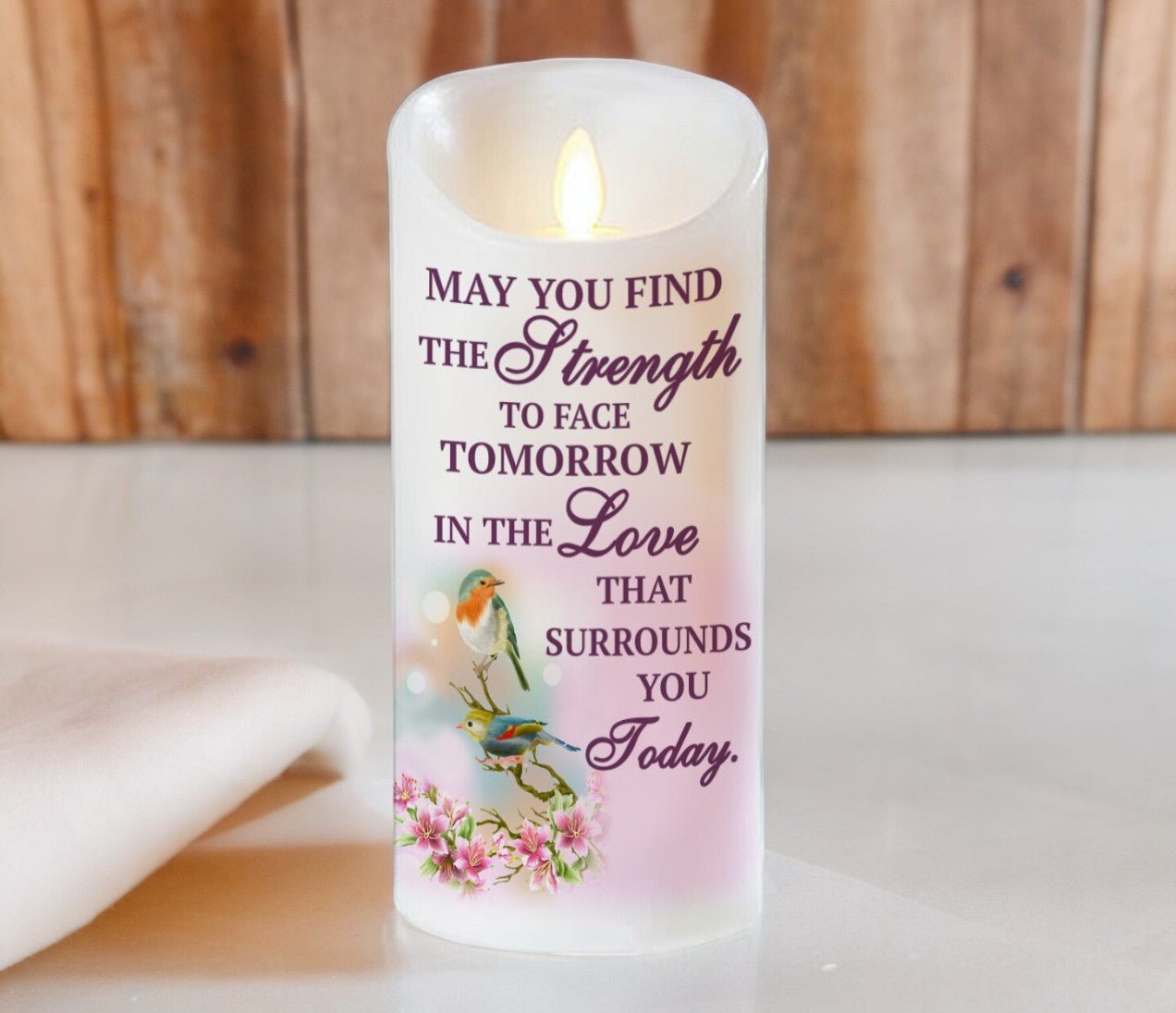 Strength For Today Dancing Wick LED Memorial Candle - The Funeral Program Site