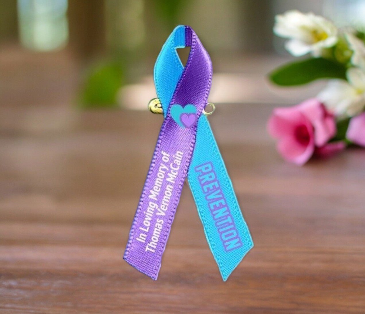 Suicide Awareness Ribbon (Purple - Teal) - Pack of 10 - The Funeral Program Site