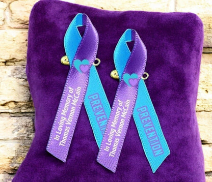 Suicide Awareness Ribbon (Purple - Teal) - Pack of 10 - The Funeral Program Site