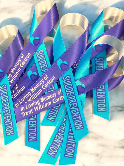 Suicide Awareness Ribbon (Purple - Teal) - Pack of 10 - The Funeral Program Site