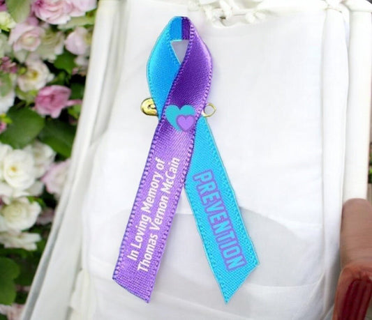 Suicide Awareness Ribbon (Purple - Teal) - Pack of 10 - The Funeral Program Site