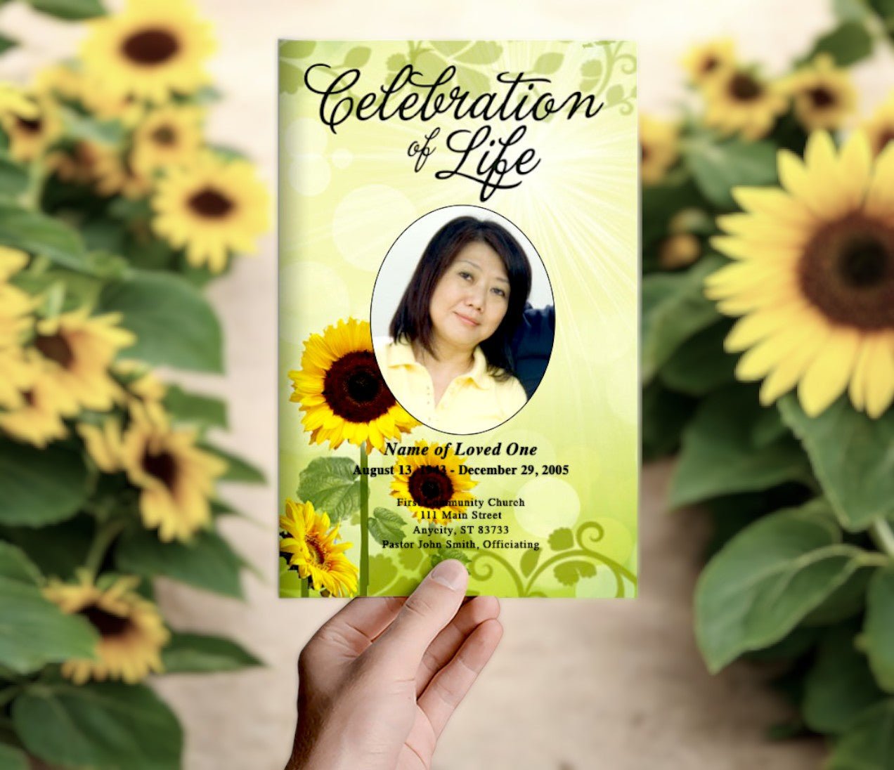 Sunflower Funeral Program Template - The Funeral Program Site