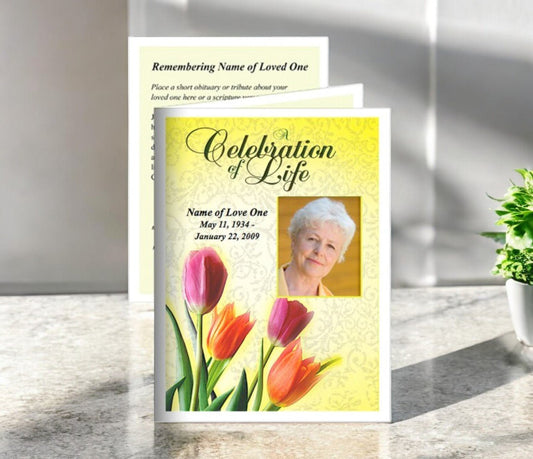 Sunny Small Memorial Card Template - The Funeral Program Site