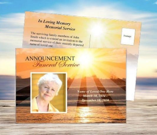 Sunrise Funeral Announcement Template - The Funeral Program Site