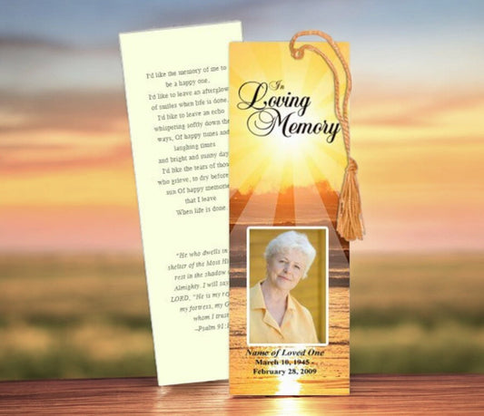 Sunrise Memorial Bookmark Template - The Funeral Program Site