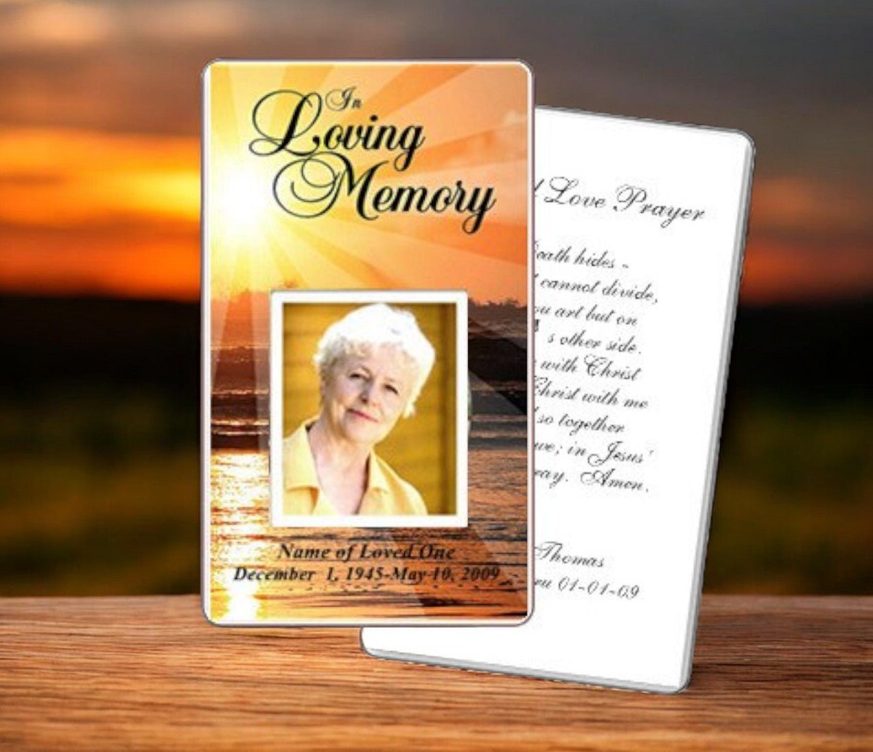 Sunrise Prayer Card Template - The Funeral Program Site