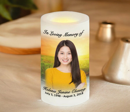 Sunset Personalized Flameless LED Memorial Candle