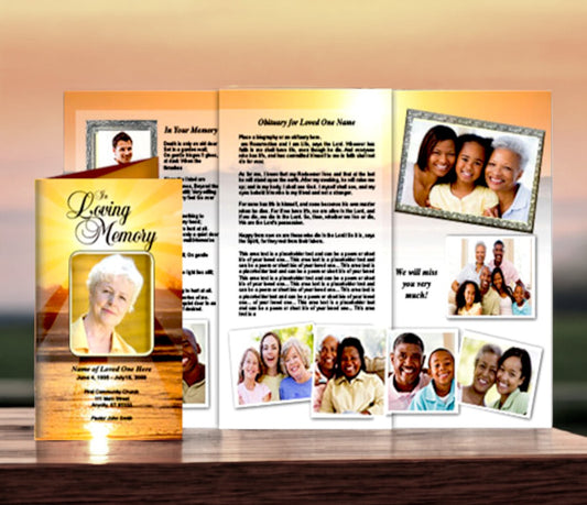 Sunrise Trifold Funeral Brochure Template