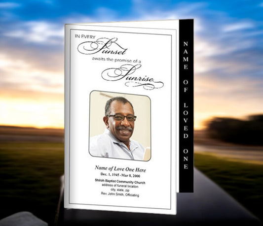 Sunset 4-Sided Graduated Funeral Program Template