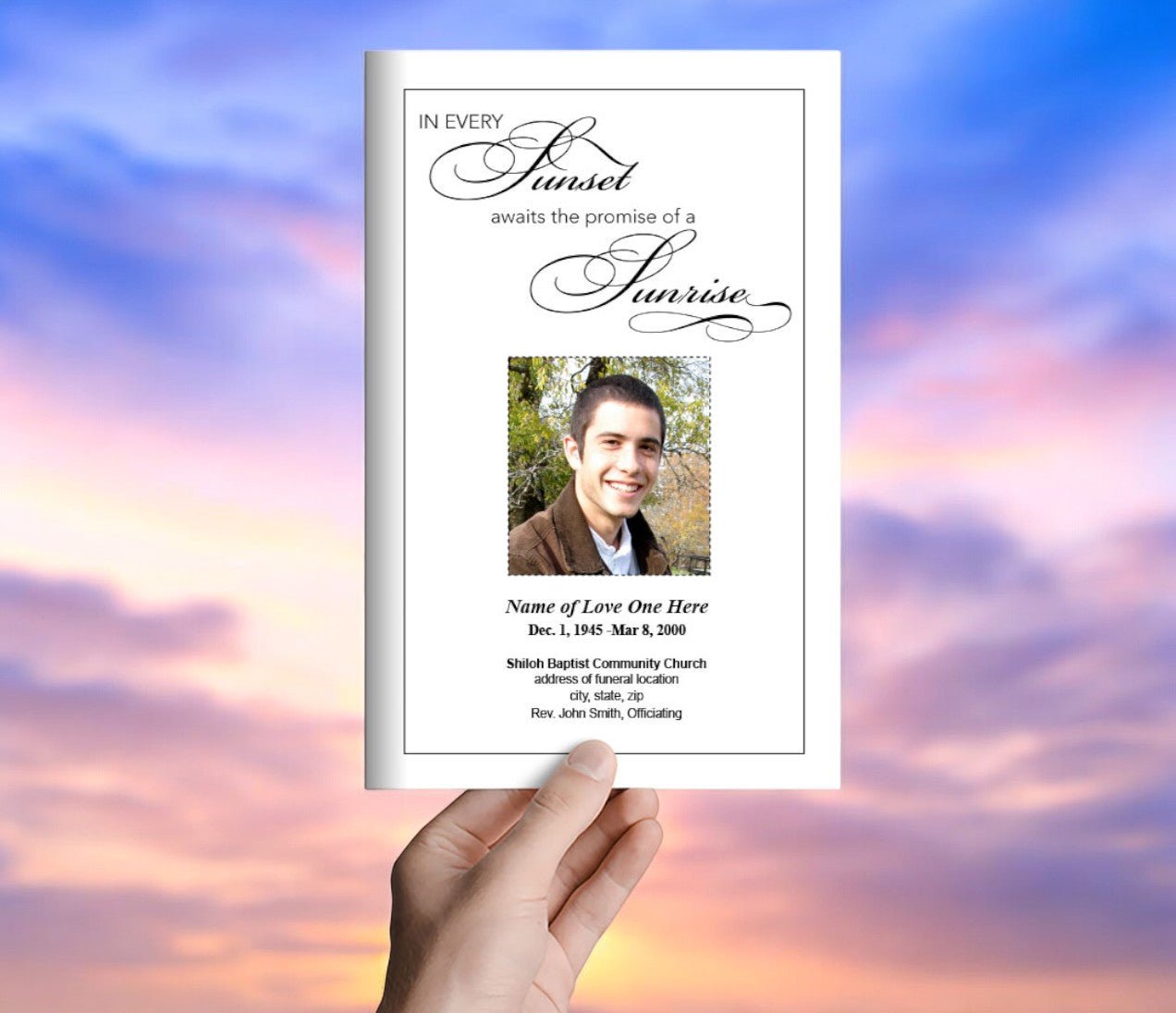 Sunset Funeral Program Template - The Funeral Program Site