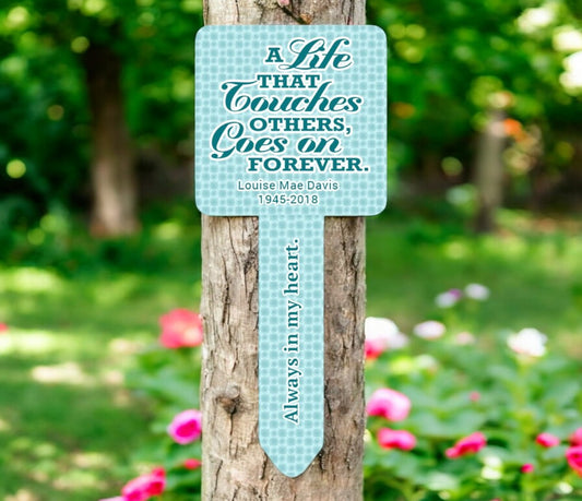 Teal Dots Personalized Memorial Garden Plant Stake