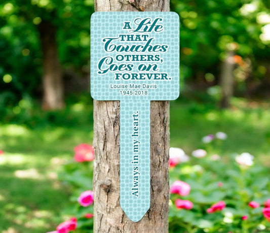 Teal Dots Personalized Memorial Garden Plant Stake - The Funeral Program Site