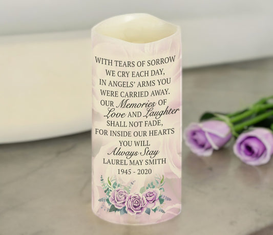 Tears of Sorrow Personalized LED Memorial Candle