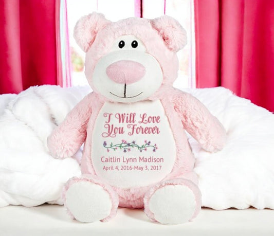 Pink Teddy Bear Memorial Stuffed Animal-Urn