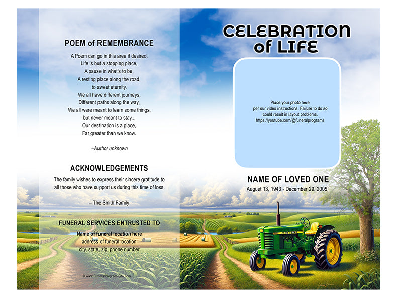 Tractor Funeral Program Template