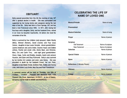 Tractor Funeral Program Template