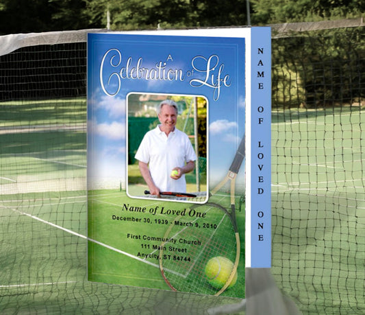 Tennis 4-Sided Graduated Funeral Program Template