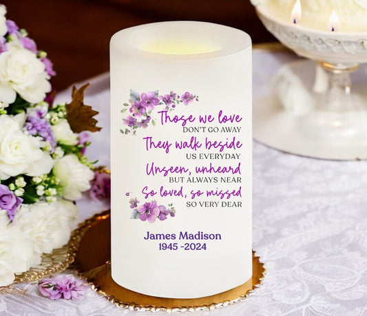 Those We Love Personalized Flameless LED Memorial Candle - The Funeral Program Site