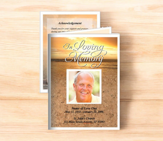 Timeless Small Memorial Card Template - The Funeral Program Site