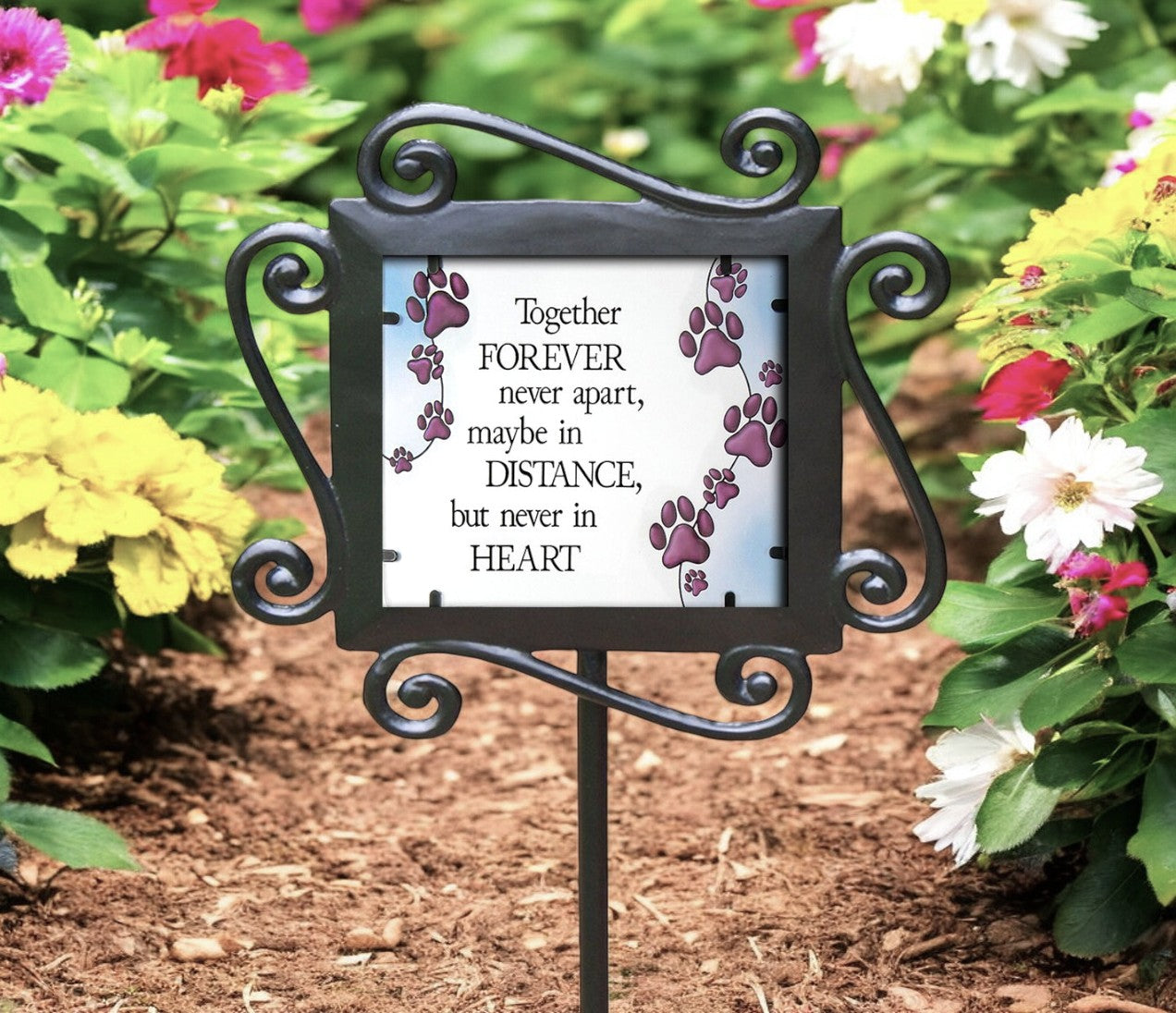 Together Forever Pet Inspirational Large Glass Garden Stake