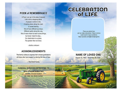 Tractor Funeral Program Template - The Funeral Program Site