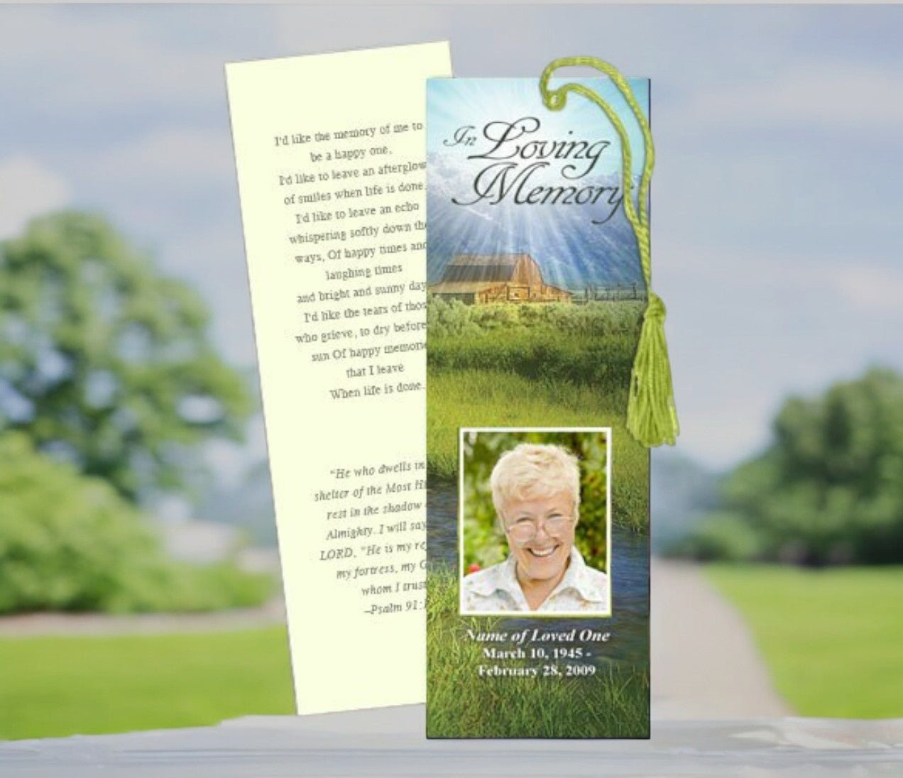 Tranquil Memorial Bookmark Template - The Funeral Program Site