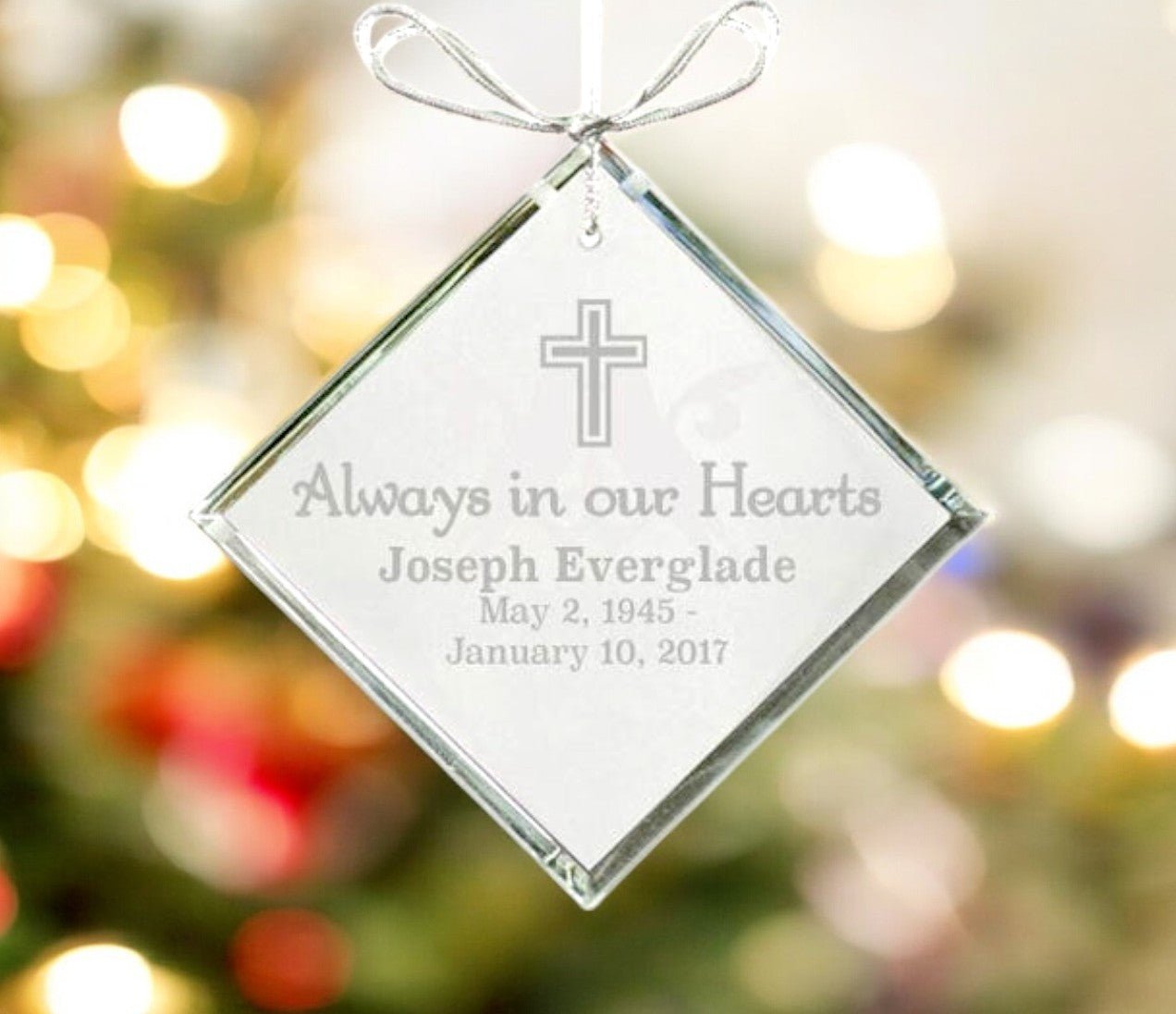 Triangle Bevel Edge Crystal Christmas Ornament - The Funeral Program Site