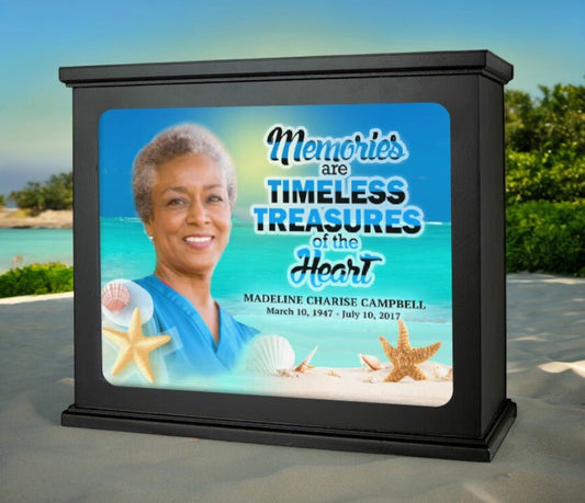 Tropical Beach Photo Light Box Memorial - The Funeral Program Site