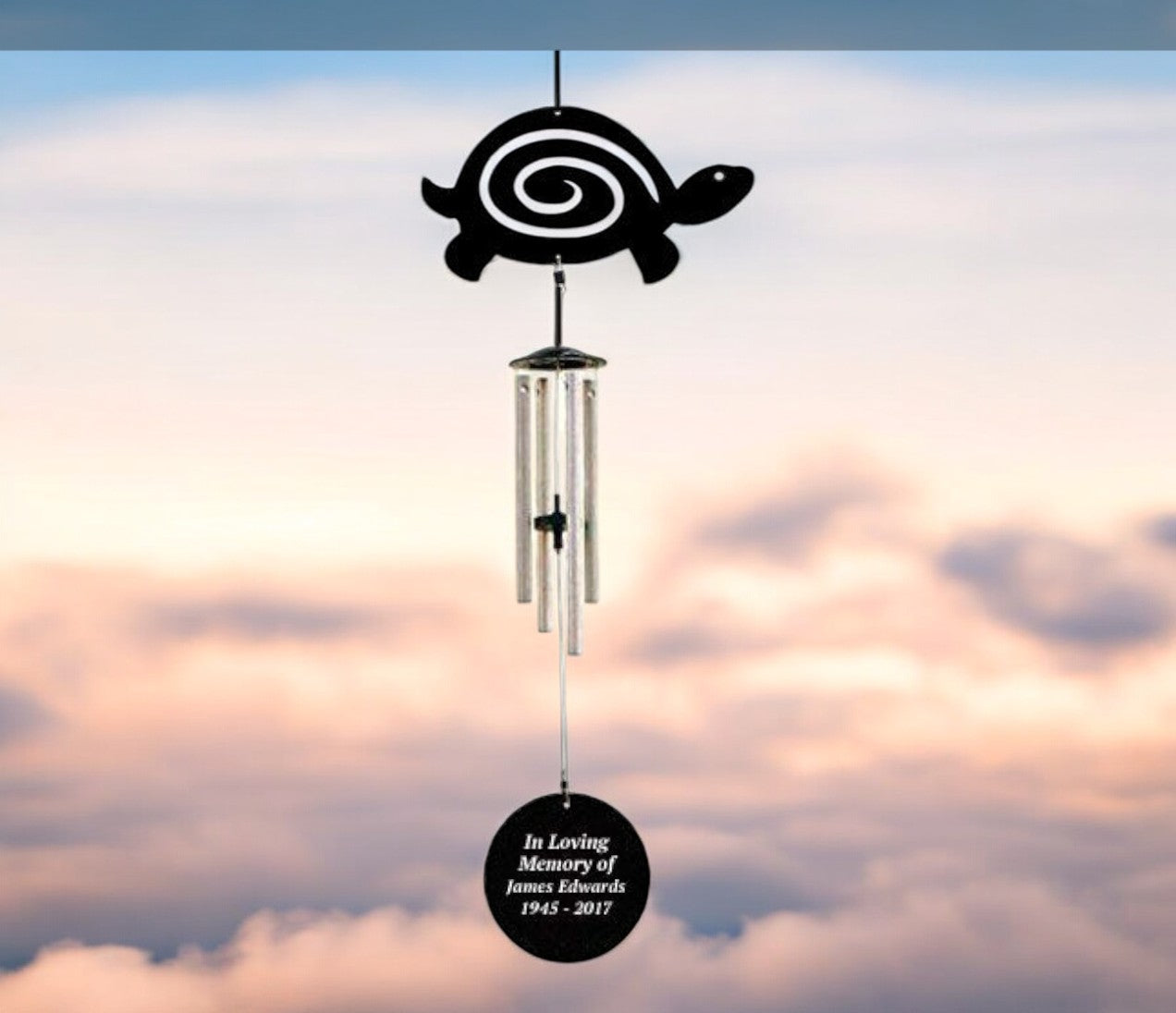 Personalized Turtle Silhouette In Loving Memory Memorial Wind Chime - The Funeral Program Site