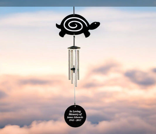 Personalized Turtle Silhouette In Loving Memory Memorial Wind Chime