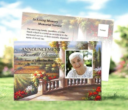 Tuscany Funeral Announcement Template - The Funeral Program Site