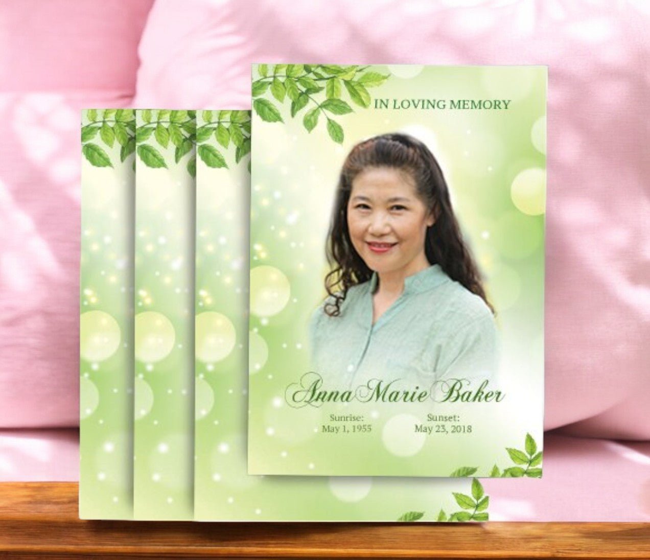 Twinkling Leaf Funeral Postcard Design & Print (Pack of 50) - The Funeral Program Site