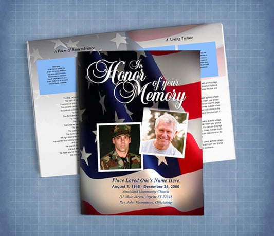 US Flag Large Funeral Booklet Template - The Funeral Program Site