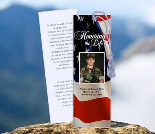 US Flag Memorial Bookmark Template - The Funeral Program Site