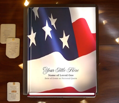 US Flag Perfect Bind Memorial Funeral Guest Book - The Funeral Program Site