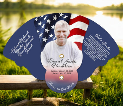 US Flag Folding Memorial Hand Fans (Pack of 10)