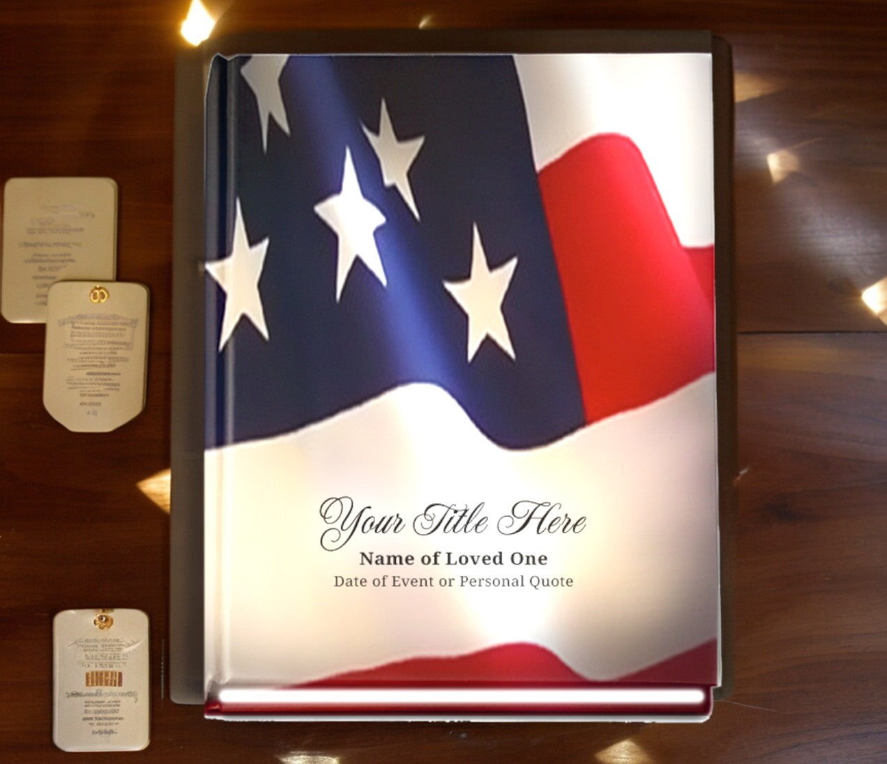 US Flag Perfect Bind Memorial Funeral Guest Book