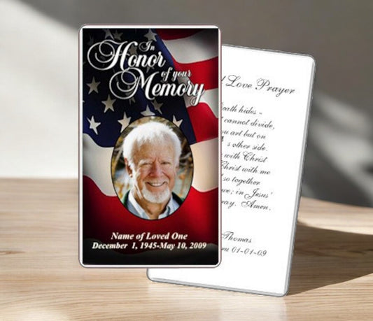 US Flag Prayer Card Template