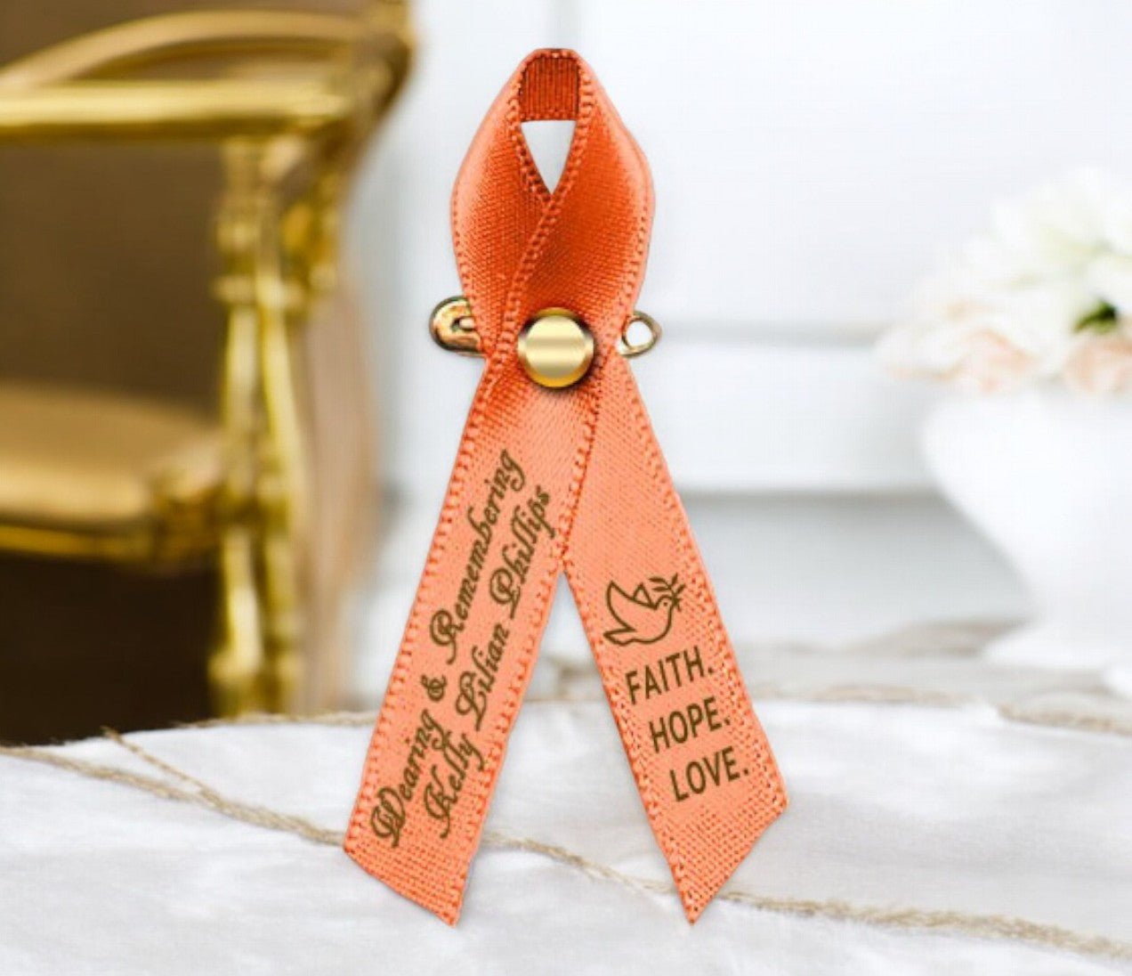 Uterine Cancer Awareness Ribbon (Peach) - Pack of 10 - The Funeral Program Site