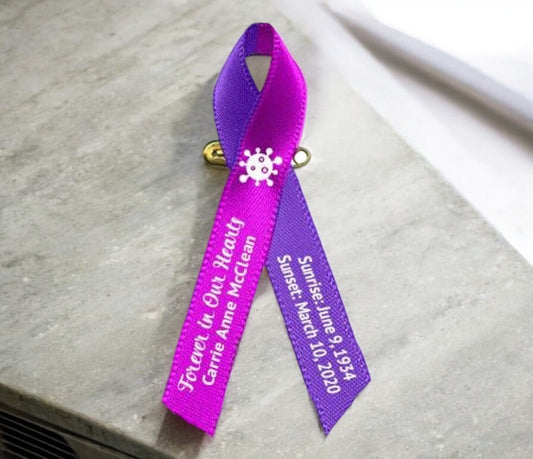 Virus Awareness Ribbon (Purple/Pink) - Pack of 10 - The Funeral Program Site