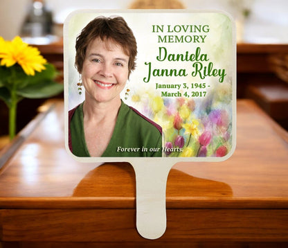 Watercolor All-In-One Memorial Hand Fan (Pack of 10)