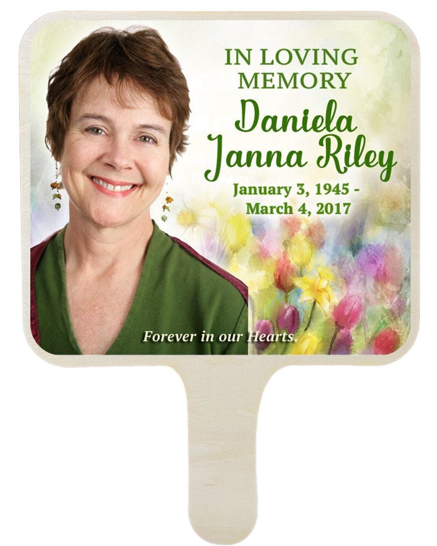 Watercolor All-In-One Memorial Hand Fan (Pack of 10)