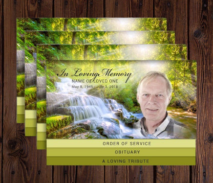 Waterfall 8 - Sided Graduated Bottom Program Design & Print (Pack of 50) - The Funeral Program Site