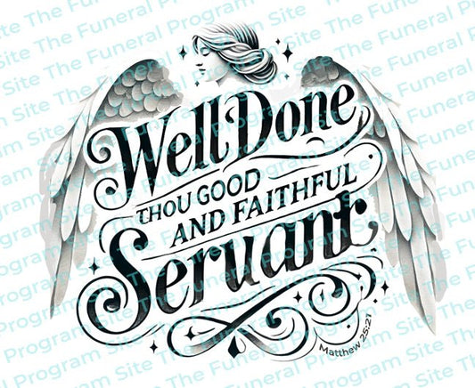 Well Done Funeral Bible Verse Word Art - The Funeral Program Site