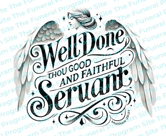 Well Done Funeral Bible Verse Word Art