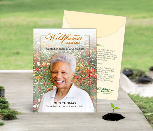 West Wildflower Custom Memorial Seed Packet (Pack of 10) - The Funeral Program Site