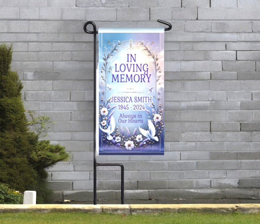 White Doves Memorial Garden or Cemetery Flag - The Funeral Program Site