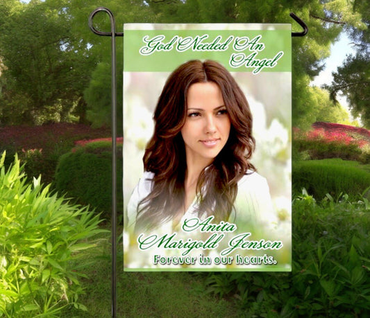 White Flowers Personalized Memorial Garden Flag - The Funeral Program Site