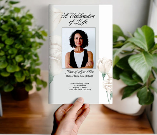 White Rose Online Funeral Program Template